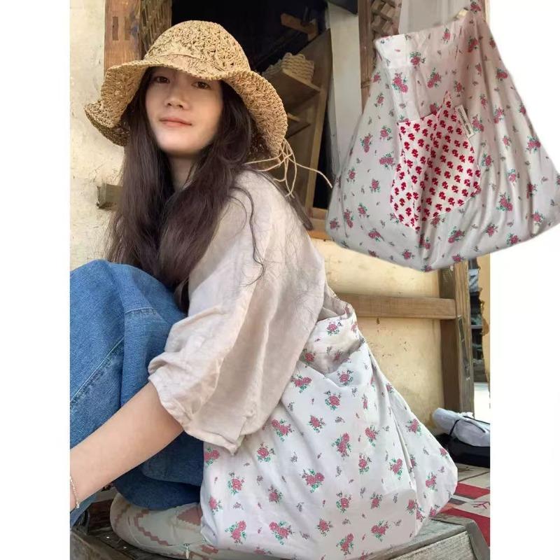 LittleCThings Original Pastoral Style Floral Large Capacity Japanese and Korean Literary Red Dot Shoulder Crossbody Women s Bag