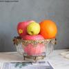 Binaural Fruit Bowl Brass Crystal Glass Bowl Fruit Plate Decorative Storage Tray Salad Bowls Snack Tray Cake Pan Dessert Plate