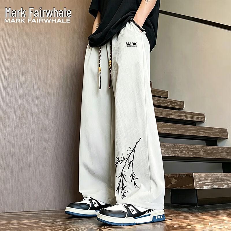 

MARK FAIRWHALE Men s Ice Silk Embroidered Straight-Leg Pants 3XL