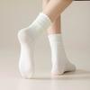 Simple Pure Cotton Boneless Black Fungus Lace Straight Mid-calf Socks for Autumn and Winter, Non-tight Loose Postpartum Socks, Pile Long Socks