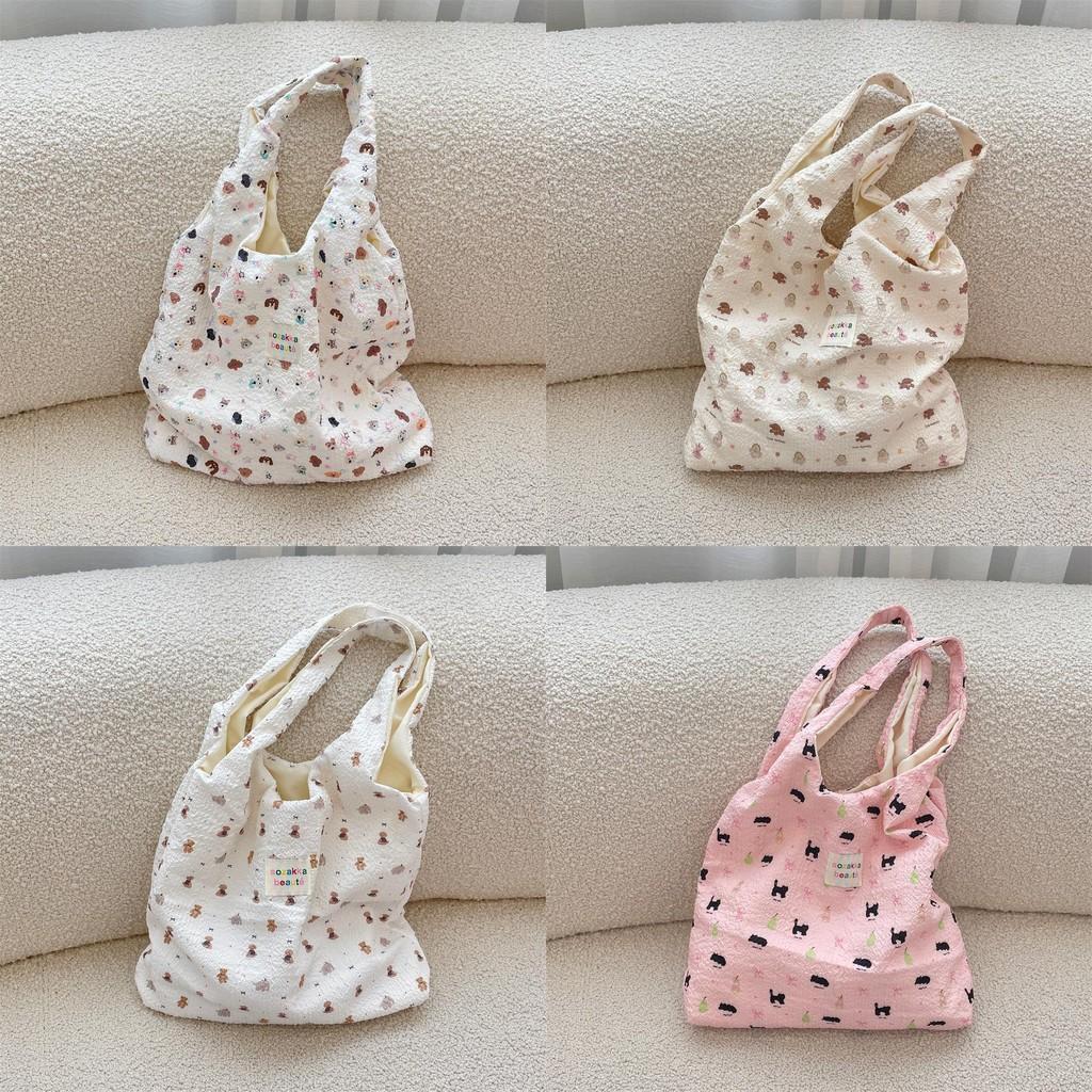 Cute Cartoon Bear Embossed Shoulder Bag For Students Stylish Versatile Tote Bag