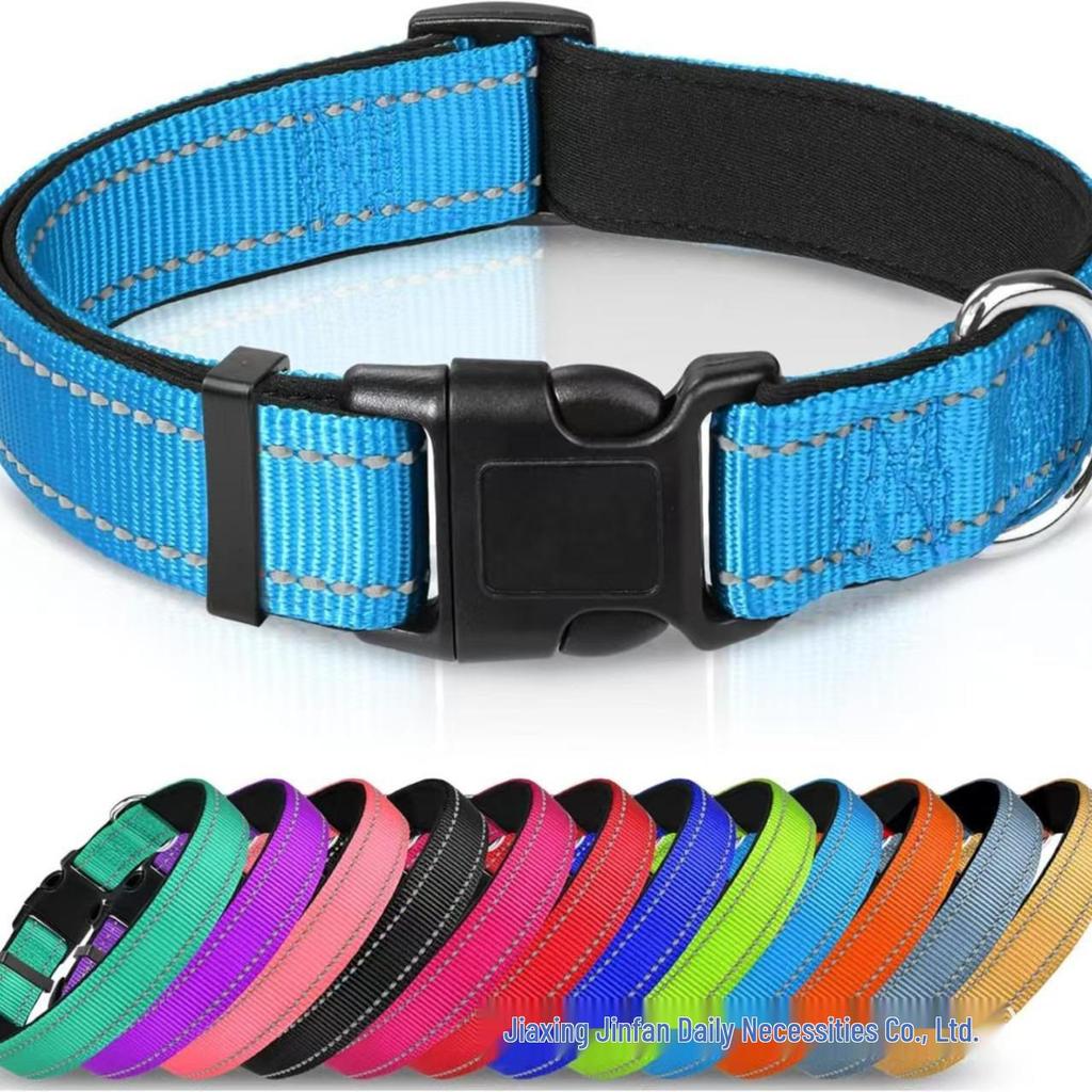 Ensemble Collier et Laisse pour Chien en Nylon Réfléchissant Réglable et Respirant - Taille Moyenne