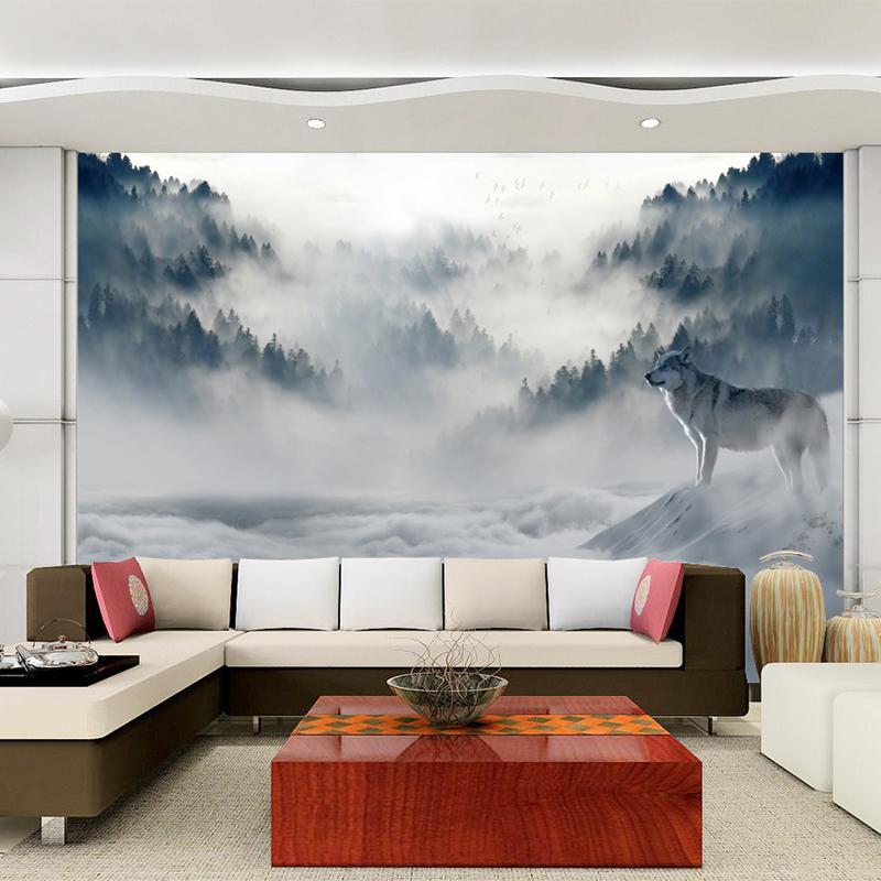 3D Wallpaper Modern Fog Forest Wolf Animal Photo Murals Living Room Bedroom Home Decor Wall Paper For Walls 3 D Papel De Parede