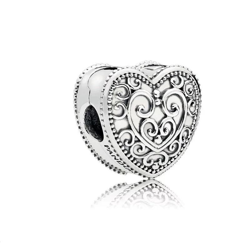 925 Silver Red Heart Duck Mother Charm Beads Fit Original Bracelet Necklace Jewelry Making Gift