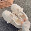 Little White Shoes Women's 2024 New Summer Mesh Shoes Breathable Mesh Thick Sole Heightening with Skirt Board Shoes Sports and Leisure Shoes