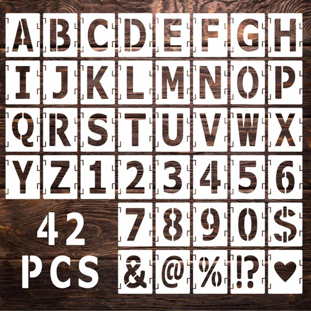 42 de bucăți Șabloane cu litere alfabetice Șabloane de desen pentru card de invitație pentru jurnal