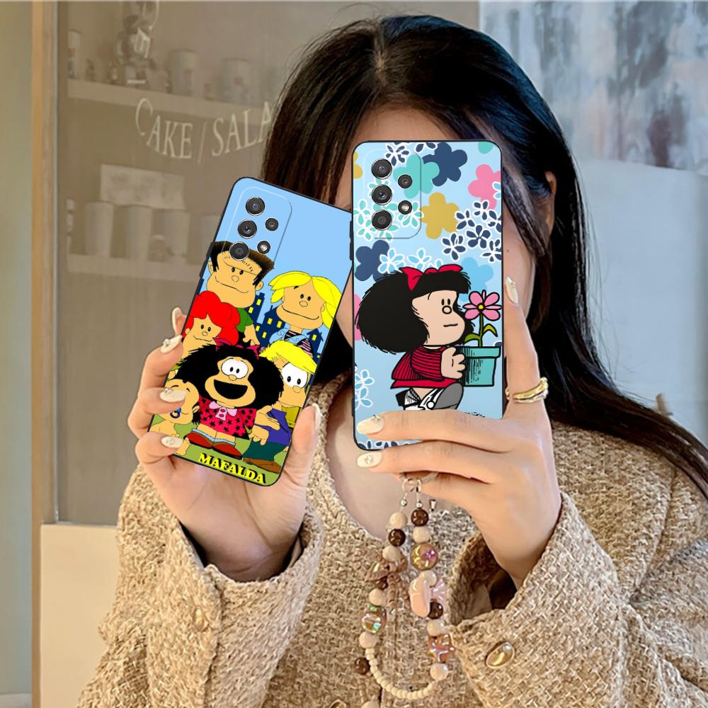 Cartoon M-Mafaldas Phone Case for Samsung Galaxy A73 72 71 70 56 55 54 53 52 36 35 34 23 16 15 5G Colour Printing Pretty Luxury