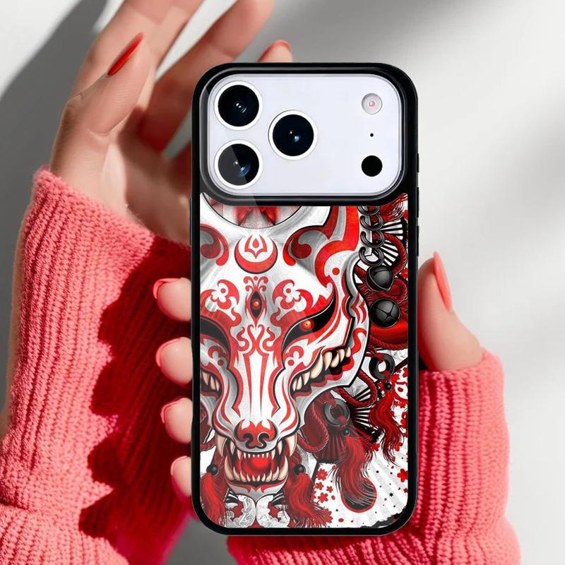 

Japanese Oni Hannya Samurai Demon Mask Phone Case for iPhone 17 16 15 14 13 Pro Max Back Cover for 12 11 Pro Coque iPhone 16 Plus