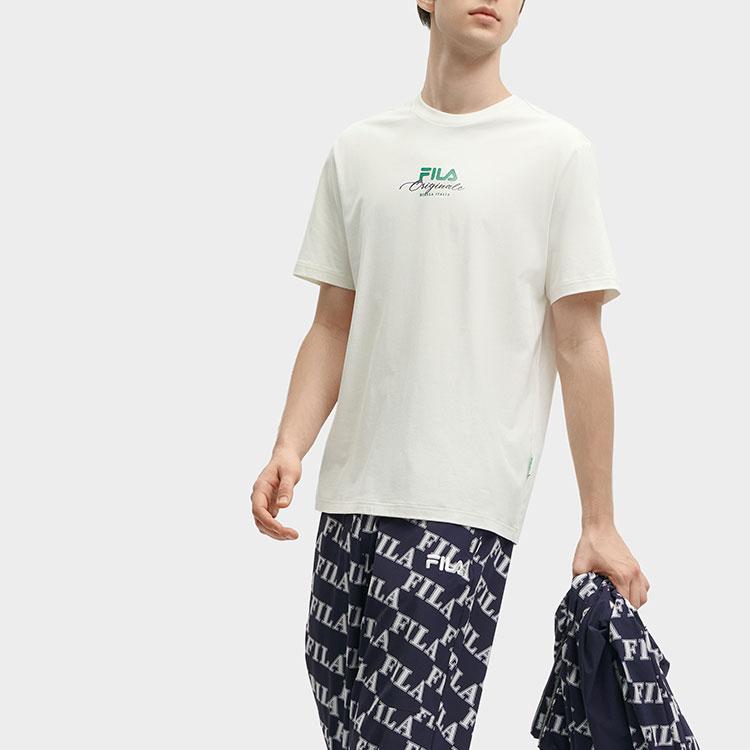 FILA Letter Print Brand Logo Fashion Casual Comfortable Round Neck Short Sleeve T-Shirt Men T-Shirt Cloud-White F11M419106F-WT