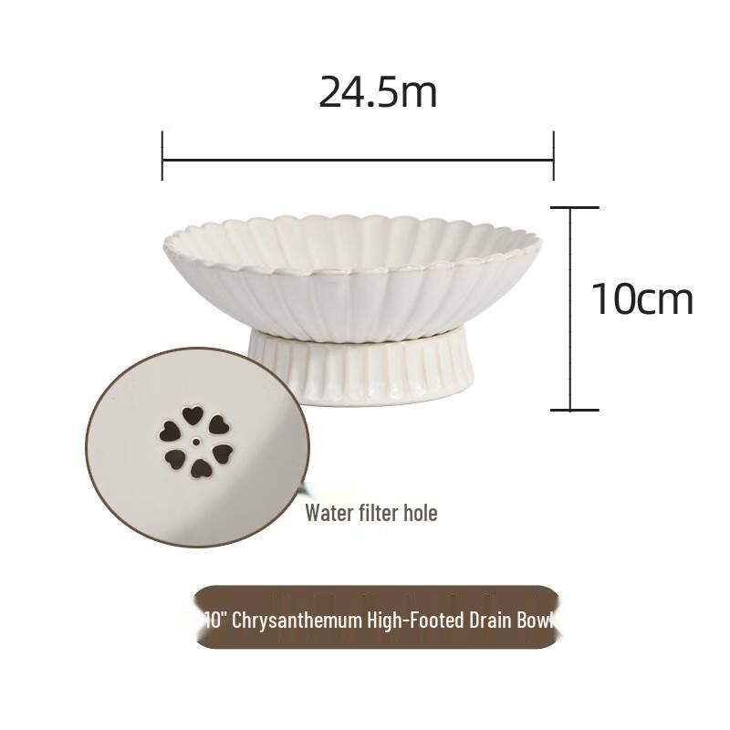 

ZISIZ Kiln-Glazed Ceramic Chrysanthemum Draining Bowl