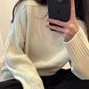 2024 Autumn/Winter Women's Korean Style Ribbed Knit Pullover Sweater - Round Neck, Loose Fit, Versatile Outerwear.