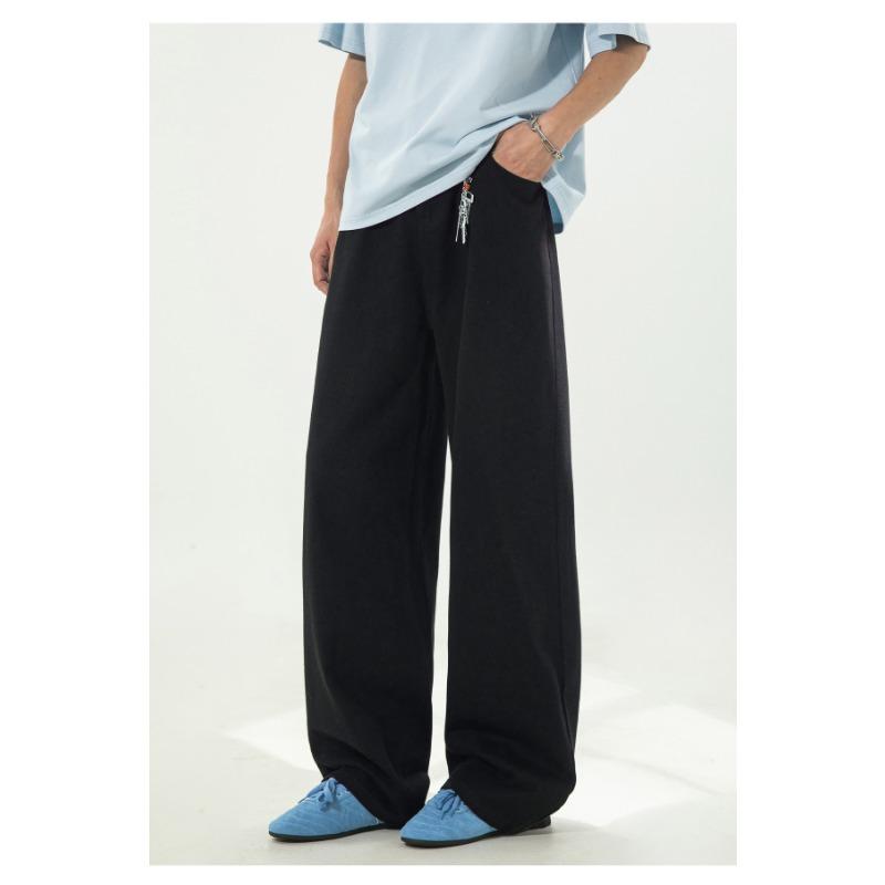 Men Loose Straight Cleanfit Denim Jeans Retro Casual Embroidered Long Pants