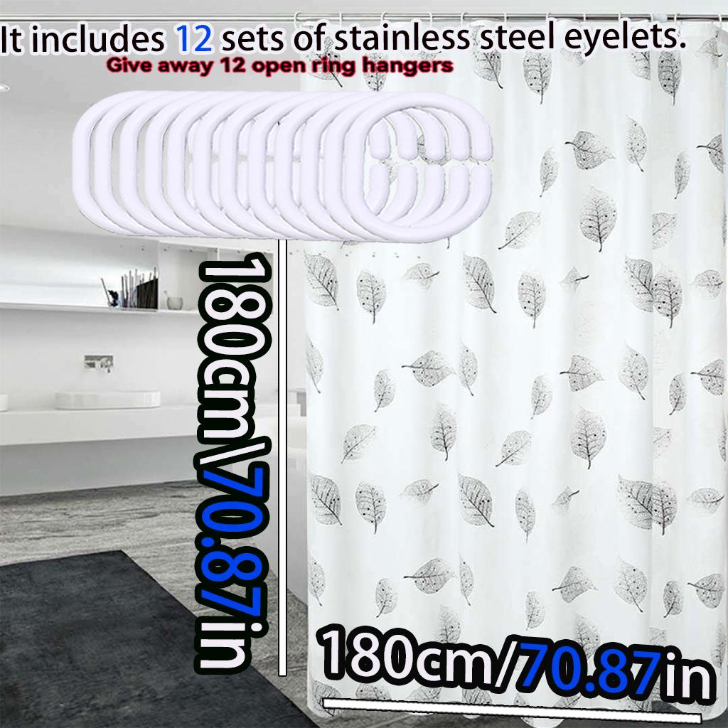 Simple air fresh leaves bathroom shower curtain shielding partition Shower curtain can be scrubbed light opaque