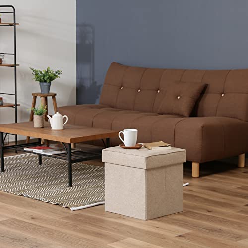 Fuji Boeki Dino Storage Stool, Folding, 38cm Wide x 38cm Deep x 40cm High, Beige, 80kg Weight Capacity, Fabric, 85846