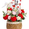 Sonnenblumen Gestrickter Wollstrauß in Handkorb - Geburtstag, Feiertag, Lehrertag, Abschlussgeschenk