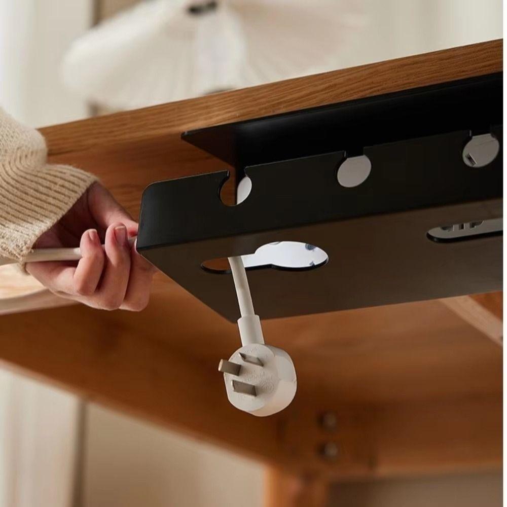 No Drilling Required Under Desk Cable Organizer Wear-resistant Socket Strip Holder  Conference Room