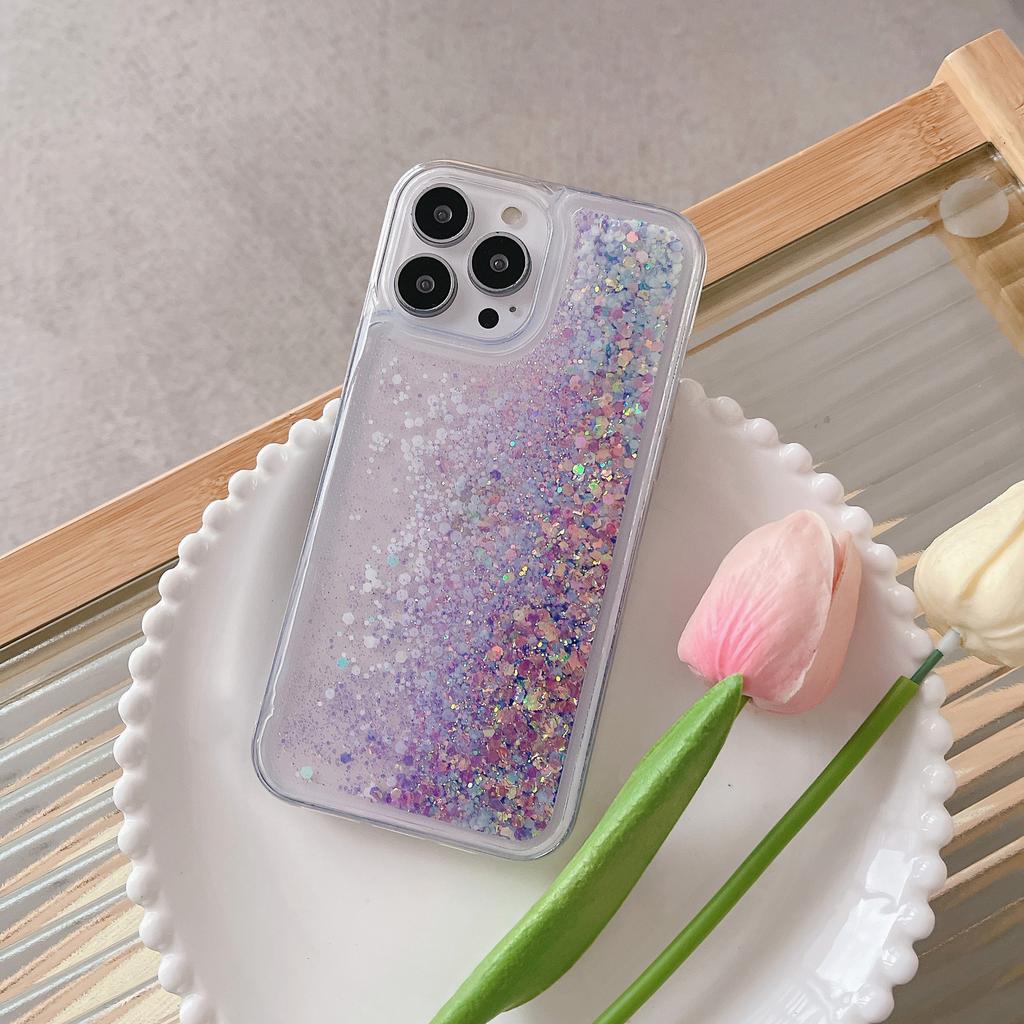 Compatible with iPhone 14 Case, 13 Pro Glitter Glow Luminee Quicksand Shockproof Protective Case 14 Plus