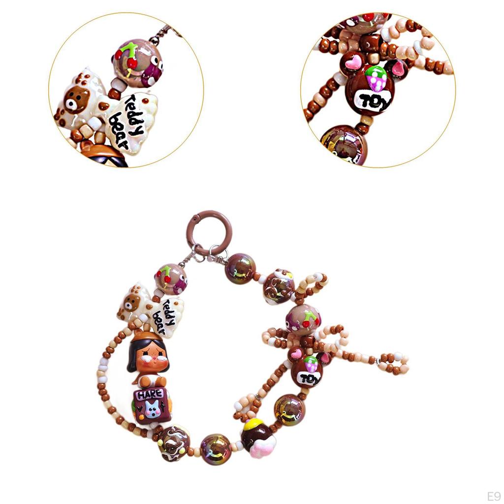 Bag Pendant Doll Accessories Phone Charm with Beads for Kids Adults Children Style A