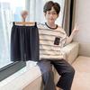 100% Cotton Boys Pajama Set Short Sleeve Long Pants Cartoon Print Comfortable Sleepwear Kids