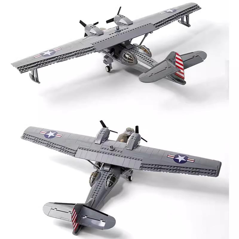 364 детали Военный самолет CONSOLIDATED PBY-5A CATALINA Гидросамолет Модель Строительные блоки Самолет ВВС Кирпичики Игрушки Подарки