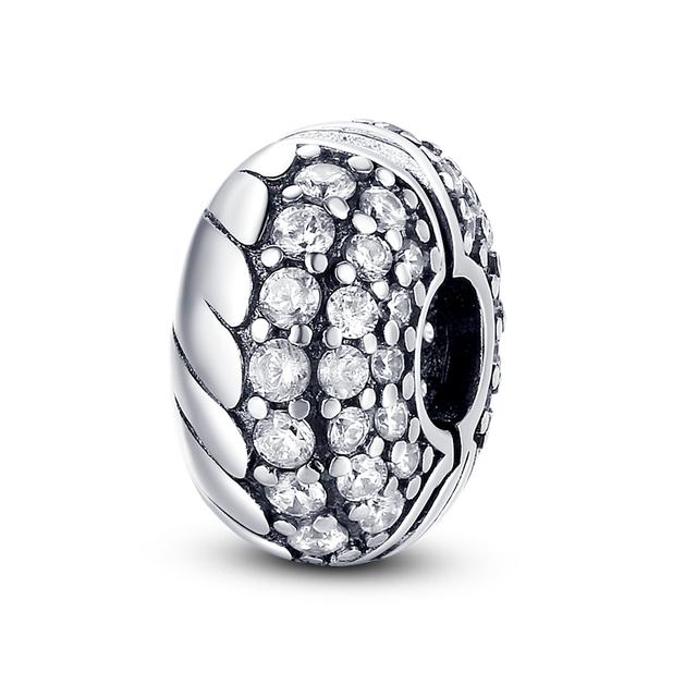 Fecho Prateado Clipe Prateado 925 Berloques Contas Stopper Serve Pulseira Clipe Joia Prata 925