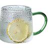 Colored Handle Hammered Glass Cup - Single Layer, Heat-Resistant, Transparent for Water, Milk, or Tea