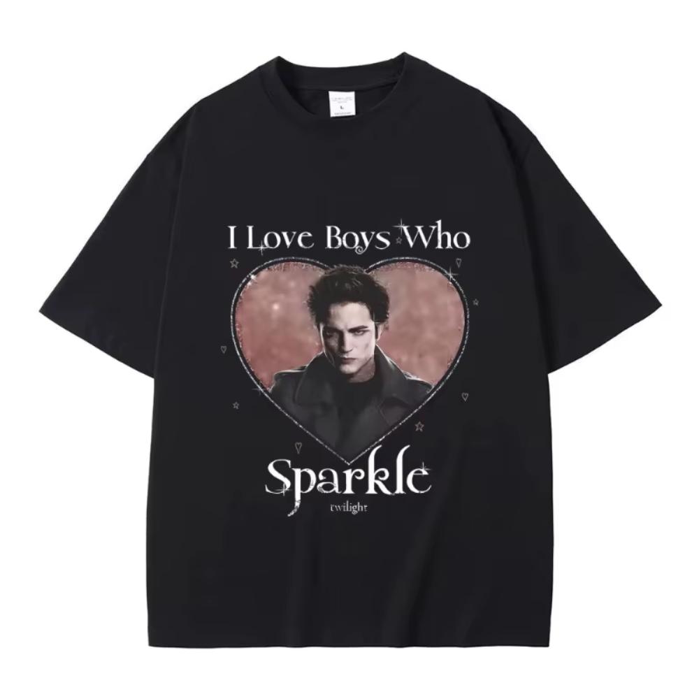 Movie Twilight I Love Boys Who Sparkle Robert Pattinson Graphic T Shirt Edward Cullen Tshirt Men Women Aesthetic S разноцветный