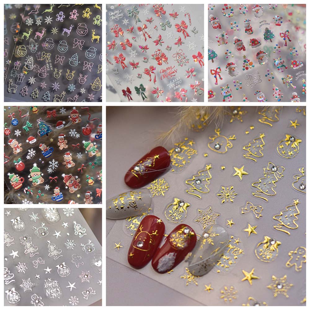 5D  Christmas Nail Sticker Nail Accessories Xmas Nail Decoration  Winter
