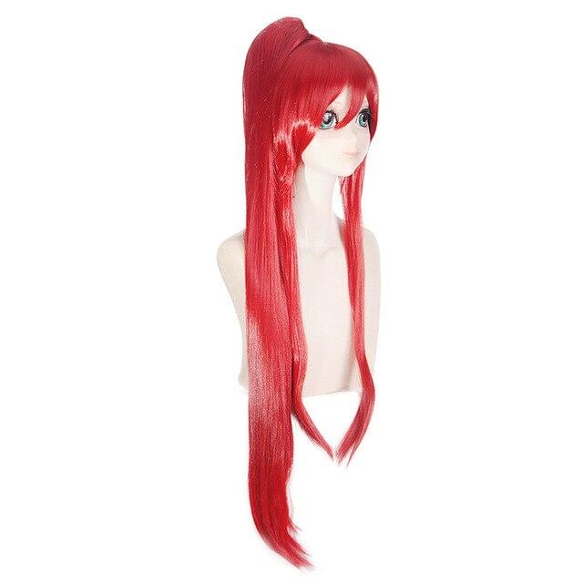 Anime 100CM Gurrenlagann-yoko Cosplay Wigs Red Long Straight Chip Ponytail for Female's Halloween Party Costume Wig Perucas