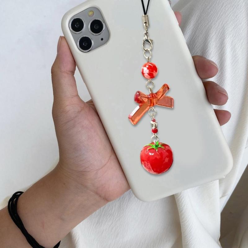 Stylish Tomato Cellphone Charm Fashionable Phone Strap Chain Charm Accessories
