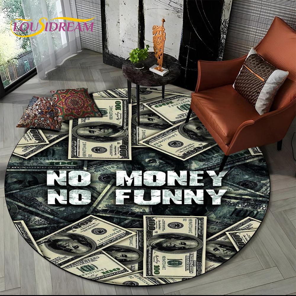 Rich Euro Dollar Money 3D Pattern Round Carpet Rug for Living Room Bedroom Child Playroom Chair Decor,Pet Area Rug Non-slip Mat
