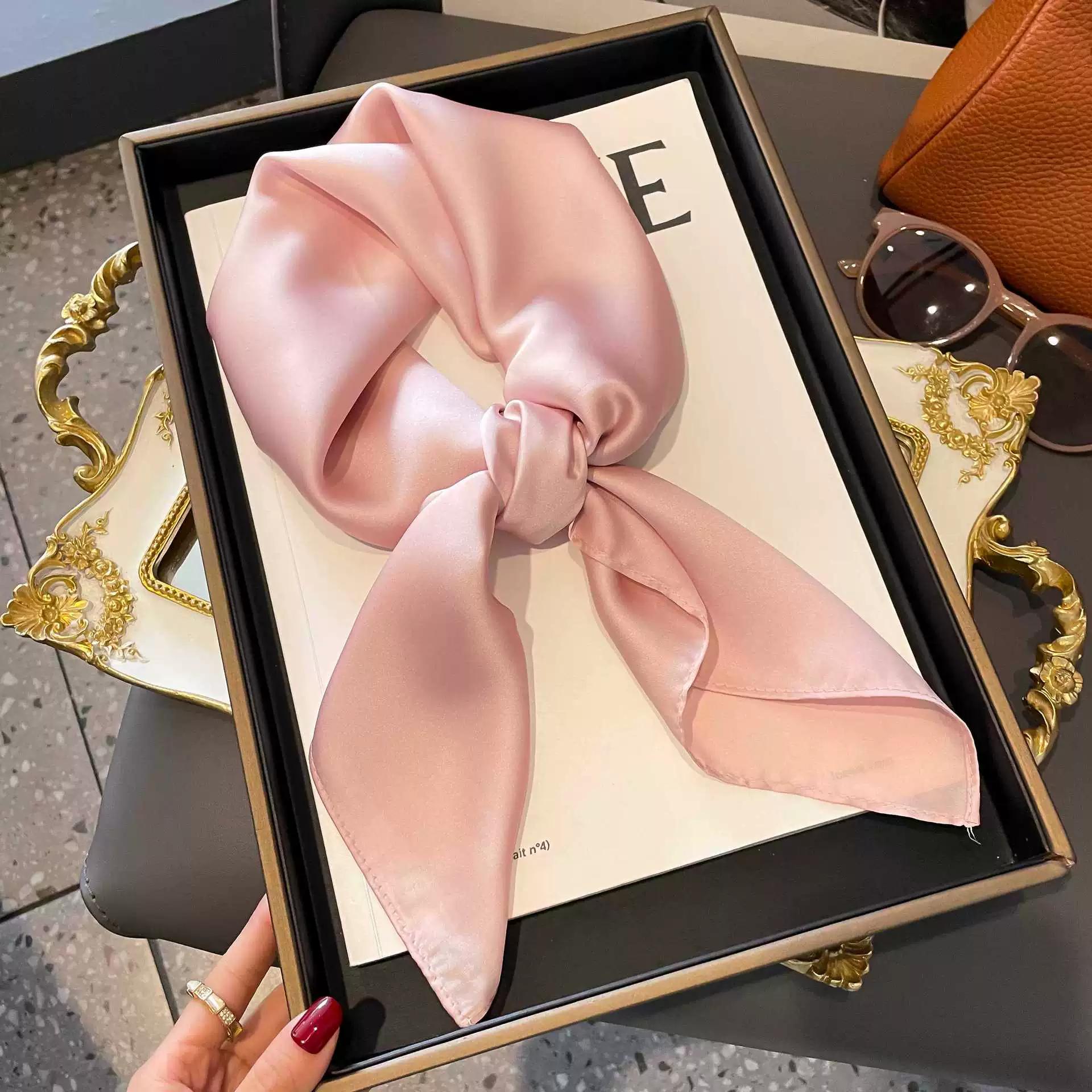 

53*53 см шелковые шарфы для женщин модный узор гладкий на ощупь весенне-летний солнцезащитный шелковый шарф