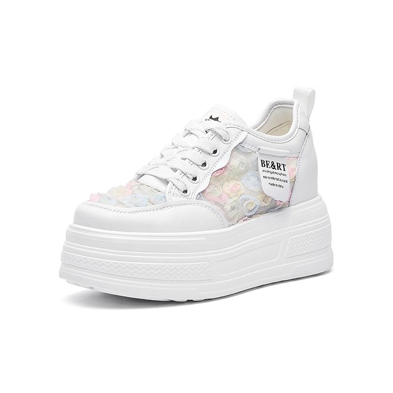 

2025 summer embroidered mesh small man height increase 9CM platform women s shoes breathable Muse fan board shoes 40
