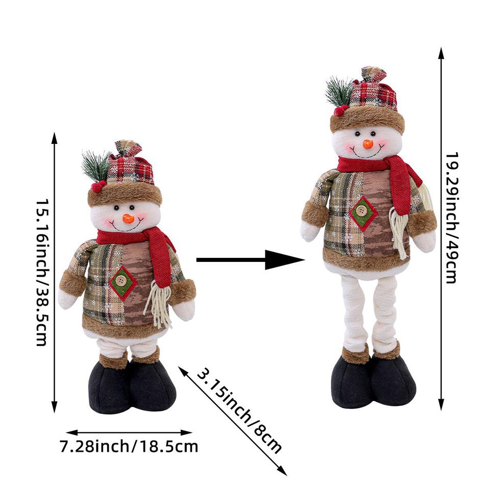 3PCS Christmas Decorative Christmas Dolls Reindeer Snowman Santa Claus Standing Doll New Year Ornament Christmas Merry Christmas