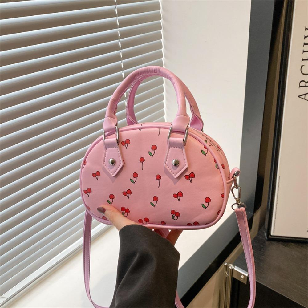 

Casual Women Cherry-Printed Handbag PU Leather Lightweight Crossbody Bag Tote Bag Large Capacity Shoulder Bag School/Travel/Work