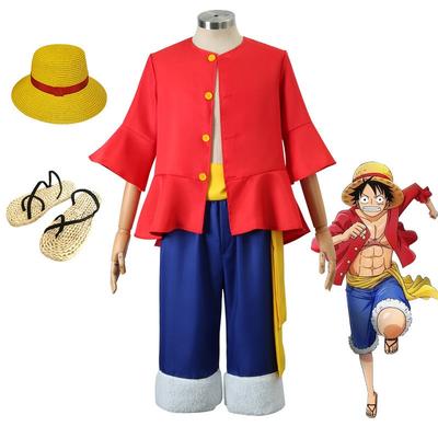 Luffy Cosplay Anzug ONE PIECE Kleidung nach zwei Generationen Cosplay Strohhut Schuhe Requisiten Kostüm Cosplay