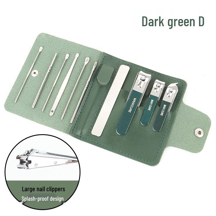 16-Piece Matcha Green Manicure Set: Nail Clippers, Scissors & Tools In Folding Bag