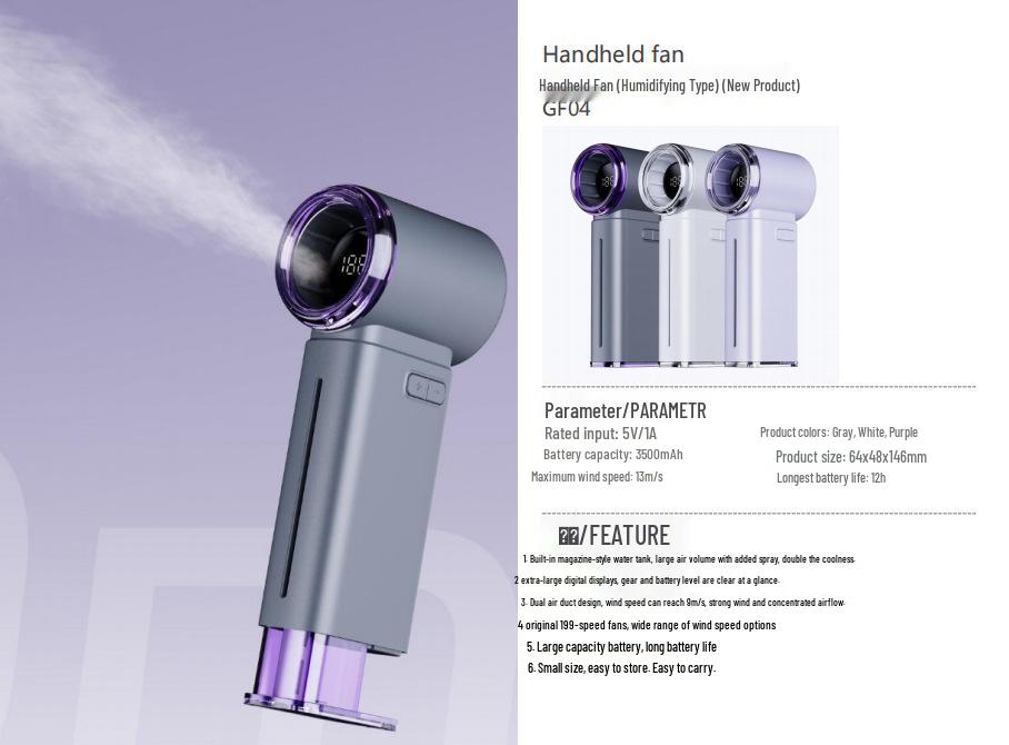 High-Speed Turbo Handheld Fan with Digital Display, USB Fast Charging, Long Battery Life, and Strong Wind Power