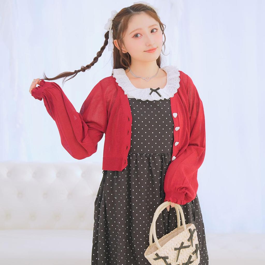 Yumetembo Women's Lame Sheer Cropped Cardigan, 534587, Pink