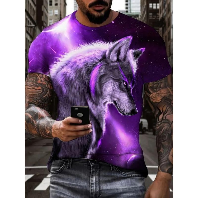 Summer Round Neck 3D Animal Print Top Fashionable Casual Short Sleeved Men's T-shirts