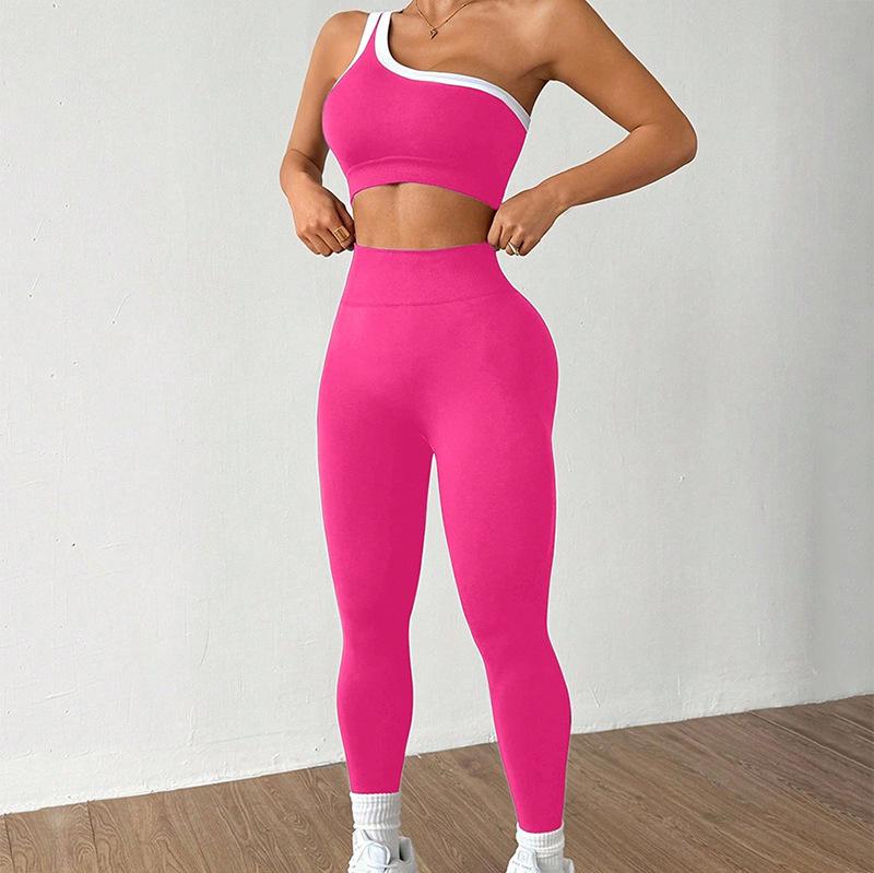 Conjunto de Yoga Europeu de Ombro Único: Sutiã Esportivo Estiloso e Conjunto Fitness para Pilates para Atividades ao Ar Livre