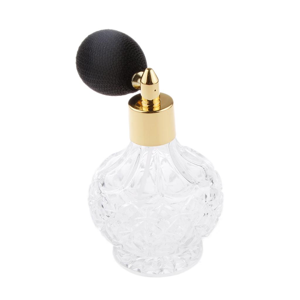 Vintage Carved Short Spray Glass Empty Refillable Crystal Perfume Bottle with Spray Atomizer 100ml Home Decorative Bottle