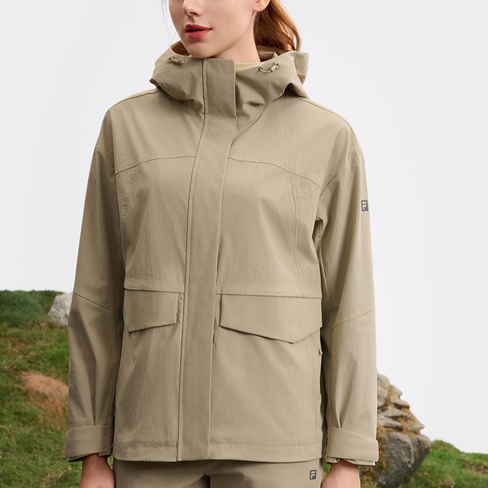 Fila Fleece Hooded Solid Color Casual Work Jacket Women Jackets Chestnut A11W517709FDK