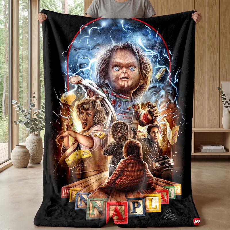 Soft Flannel Blanket Lightweight Cozy Bedroom Living Room CoverChild's Play Chucky Tiffany
