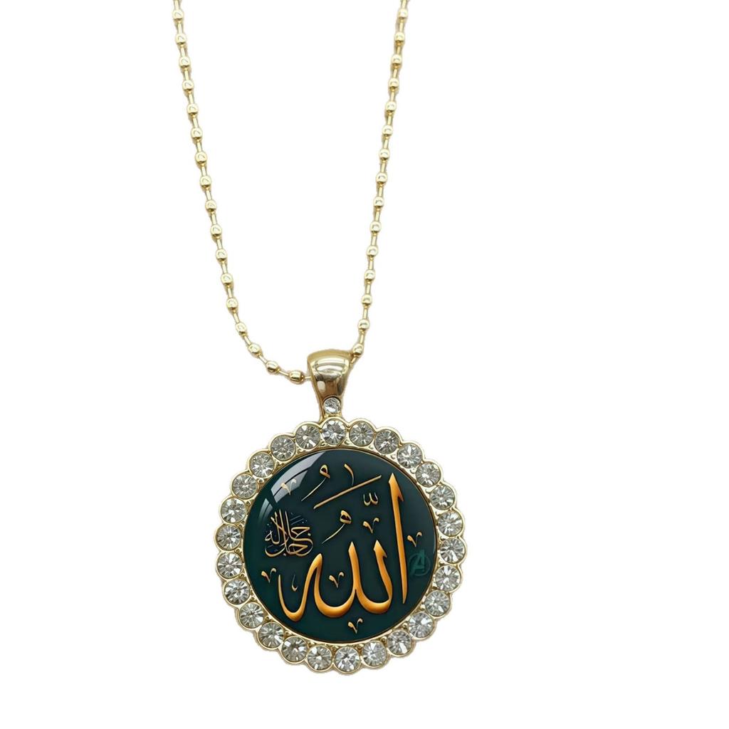 European and American New Yellow and Green Color Calligraphy Font Pattern Necklace Versatile Jewelry Accessories