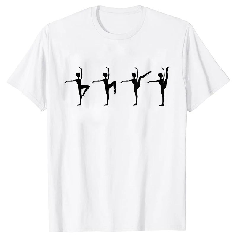 Fun ballet letter printed short sleeved Womens casual daily versatile summer round neck Tshirt