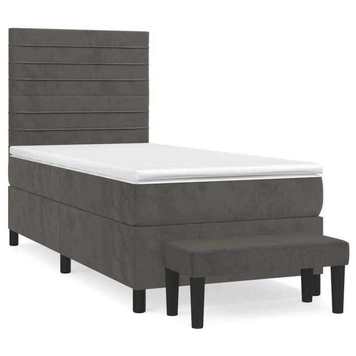 Maison Exclusive - Rete a doghe per letto e materasso Grigio scuro 90x200 cm Velluto
