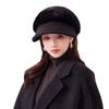 Women S Fleece Warm Octagonal Hat Retro Stitching Windproof