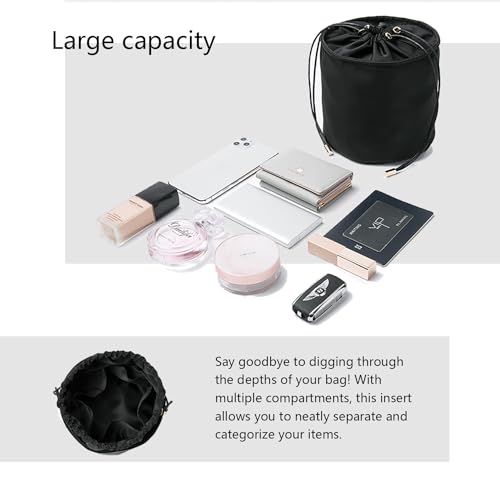 YONBEN Tall Purse Organizer Insert for Women's Canvas Round Handbag Organizer, Storage, Handbag Purse Organizer, Round Cosmetic Pouch Bag, Bucket, Mak