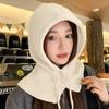 Korean Style Shawl Knitted Hat for Women Fashionable and Stylish  Adjustable Autumn and Winter Simple Warm and Ear Protecting Fake Collar Raffia Hat